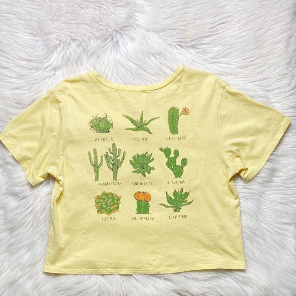 🎄French Pastry Short Sleeve Cactus Shirt Yellow Size Small